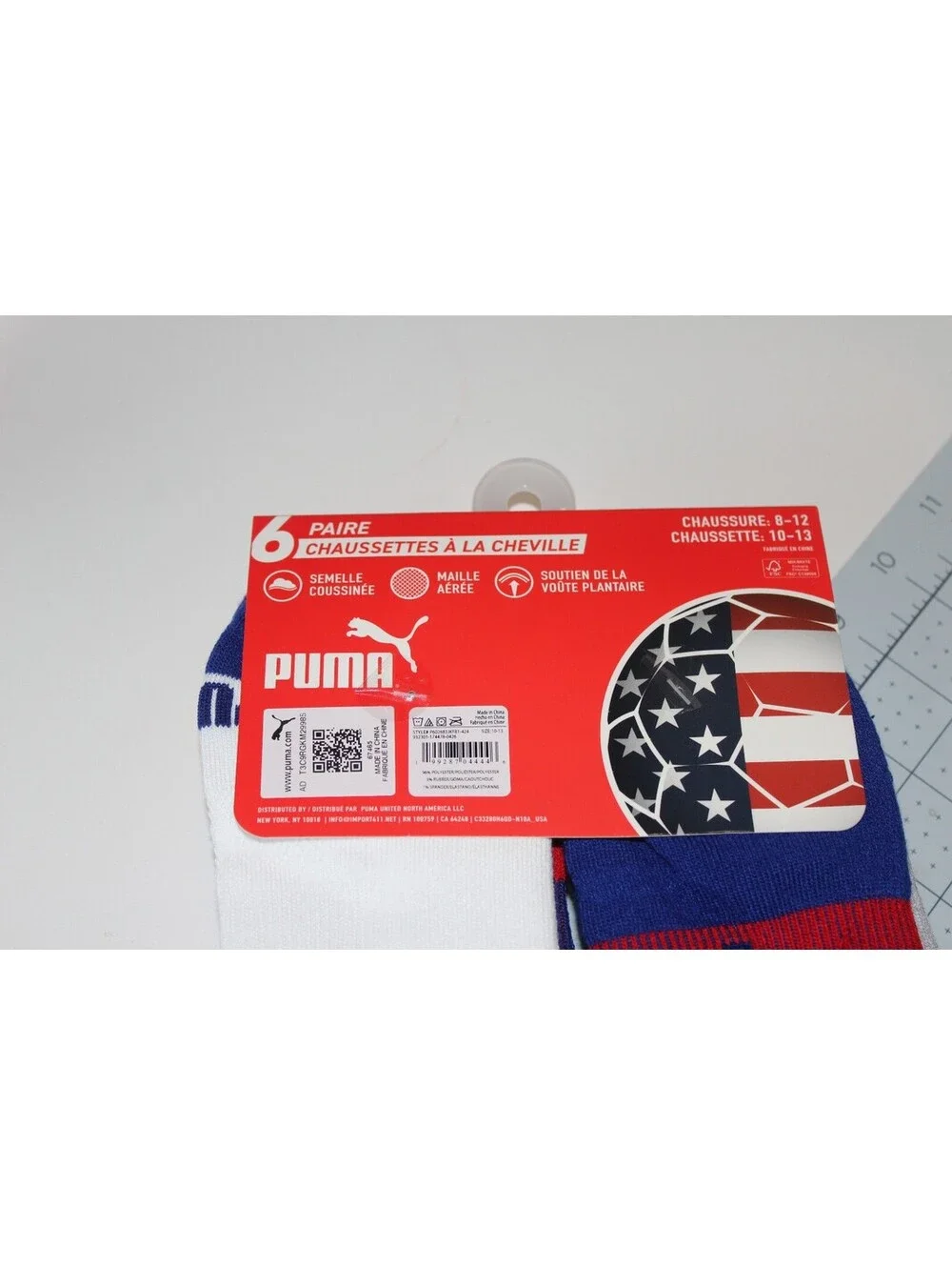 Puma Crew Socks 6‑Pack (Cushioned, Arch Support, Mesh Ventilation)